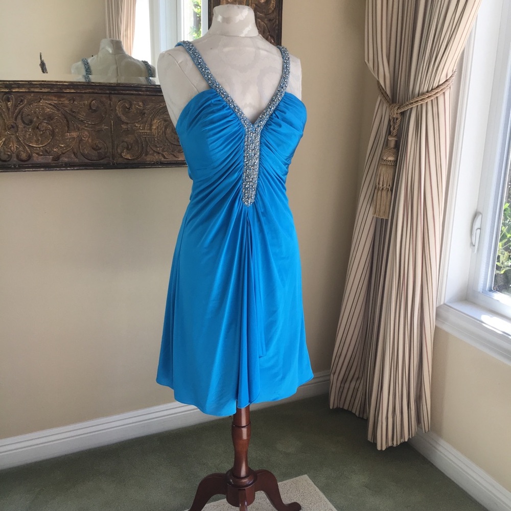 Blue evening mini dress